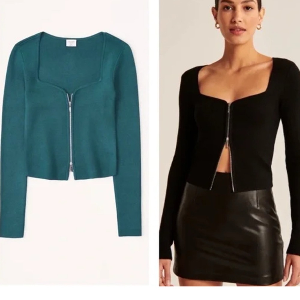 Abercrombie & Fitch Teal Zip-Up Sweater - Size M, New with Tags